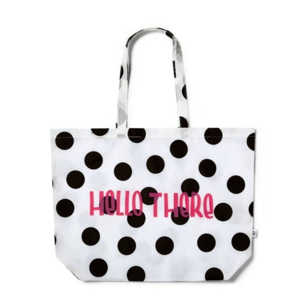 New Tabitha Brown Hello There Polka Dot Reusable Packable Tote Bag